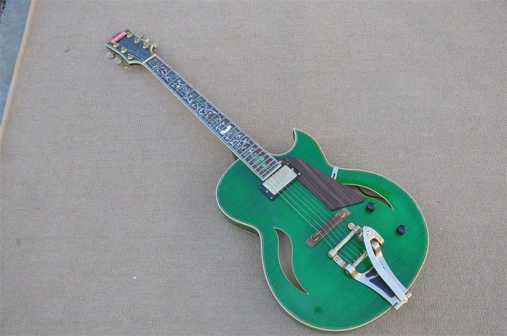 ZQN Series Hollow Body Green Color Electric Guitar (ZQN0201)