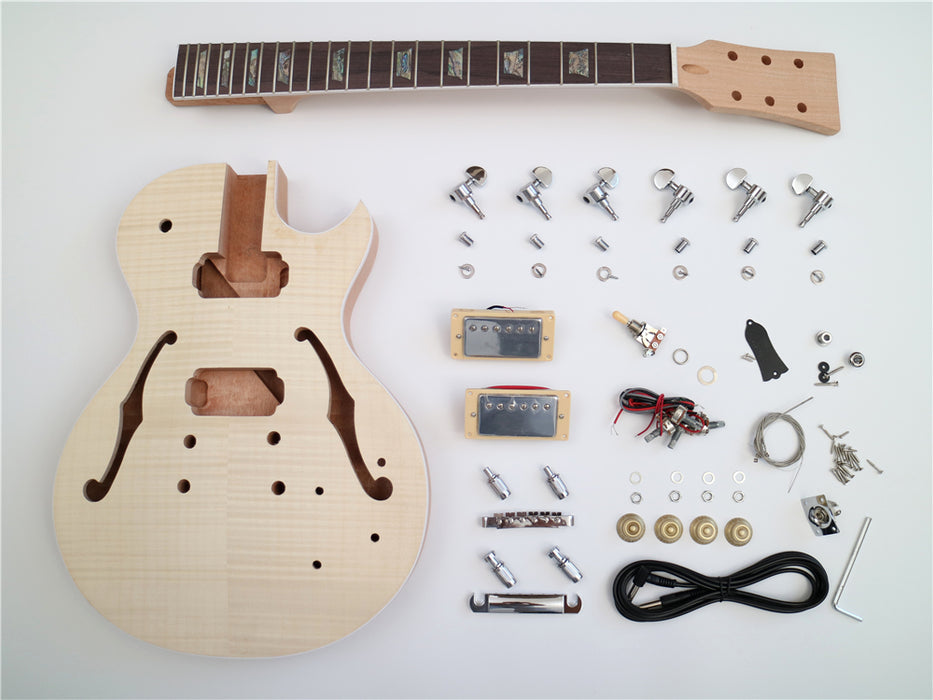 LP Semi Hollow DIY Electric Guitar Kit with Flamed Maple Top(PLP-621)