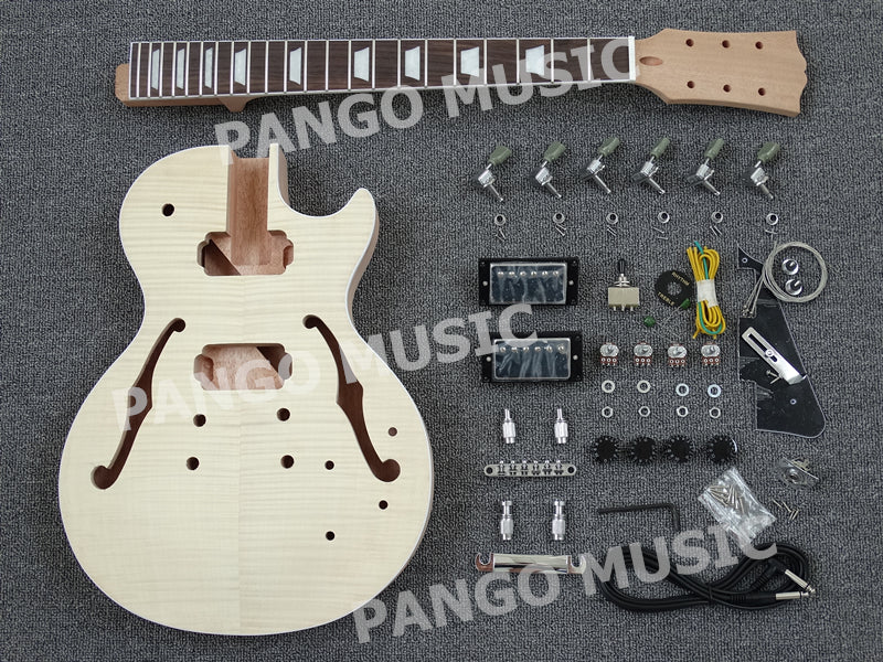 LP Semi Hollow DIY Electric Guitar Kit with Flamed Maple Top(PLP-618)