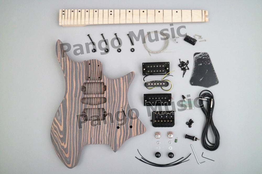 Headless / Zebrawood Body DIY Electric Guitar Kit (ZQN-002)