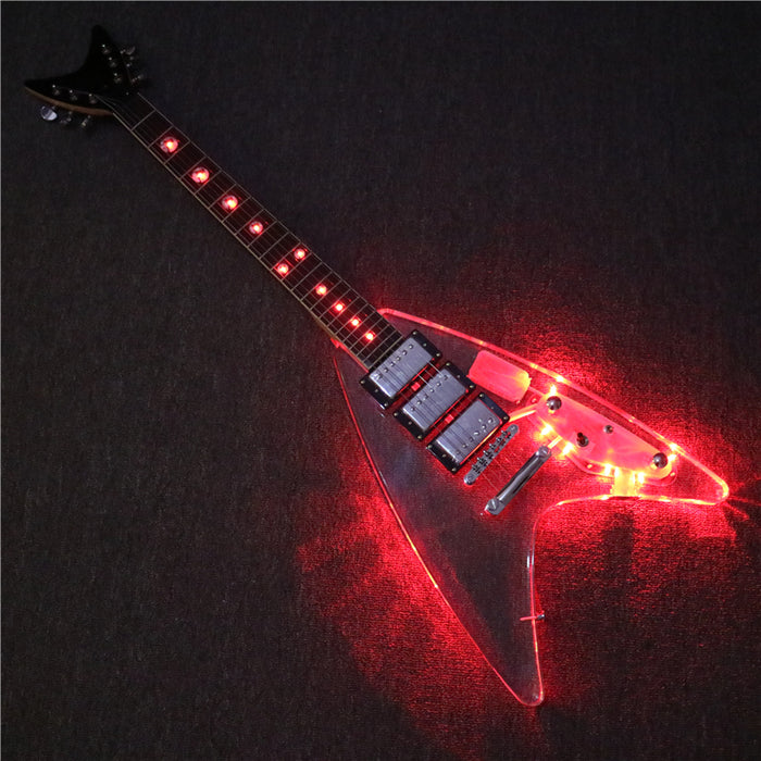 Flying V Style Acrylic Body Electric Guitar (PFV-003)
