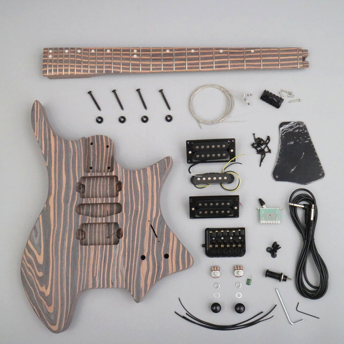 Headless / All Zebrawood DIY Electric Guitar Kit (ZQN-009)