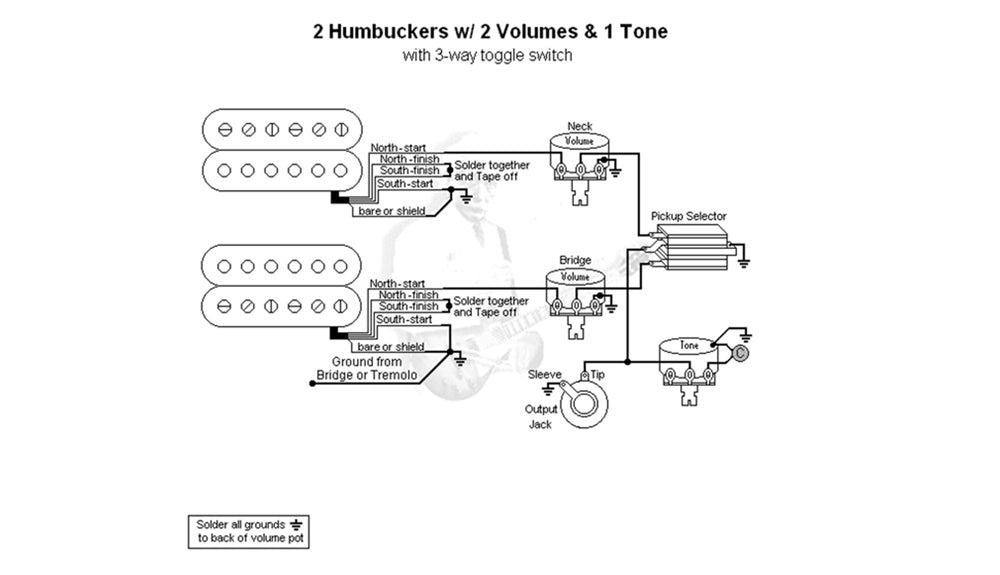 HH + 3W + 2V1T Wiring Diagram — Guitar Kit Shop