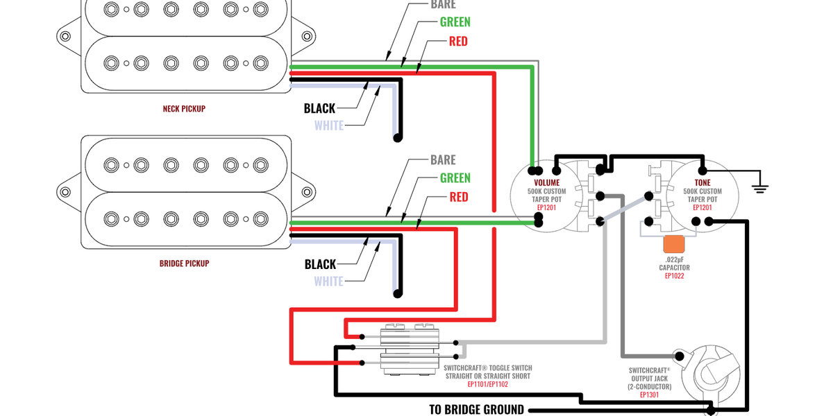 HH + 3W + VT Wiring Diagram — Guitar Kit Shop