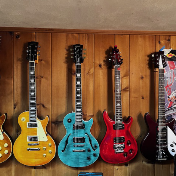 5 Completed Guitars, Based on PANGO MUSIC DIY Guitar Kits, made by Vincent Sharretto (USA)
