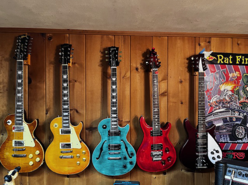 5 Completed Guitars, Based on PANGO MUSIC DIY Guitar Kits, made by Vincent Sharretto (USA)