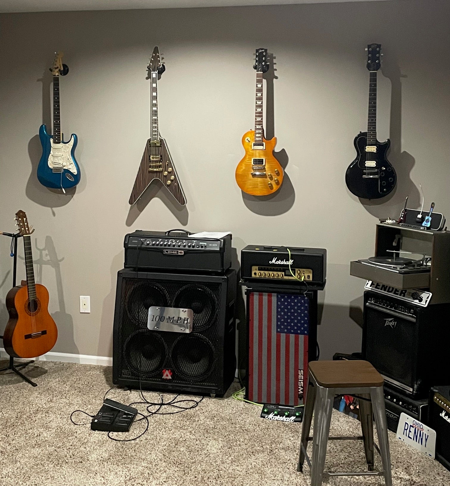 Completed Guitar, Based on PFV-672 Electric Guitar Kit, Made by Order #15988, Ren Rentrop (USA)