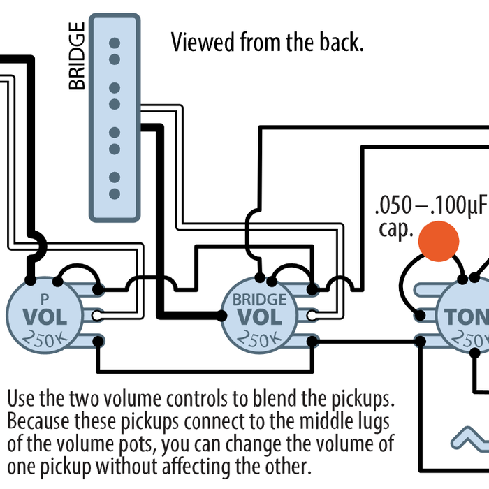 PJB + 2V1T P-J Bass Wiring Diagram