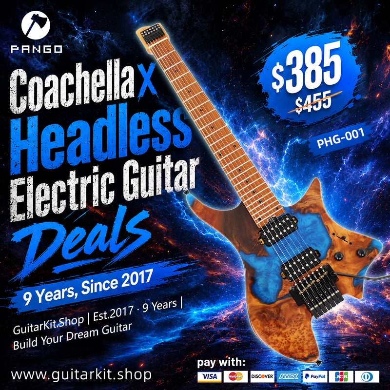 7-String Tapered Neck ResinBurl Body Headless Electric Guitar (PHG-001)