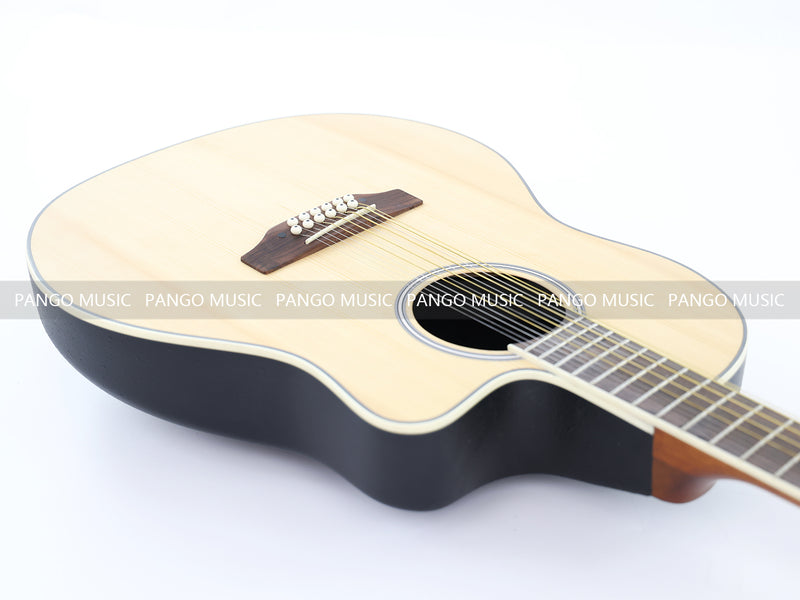 12 Strings Roundback Solid Spruce Top Acoustic Guitar (YMZ-256, Limited Edition)