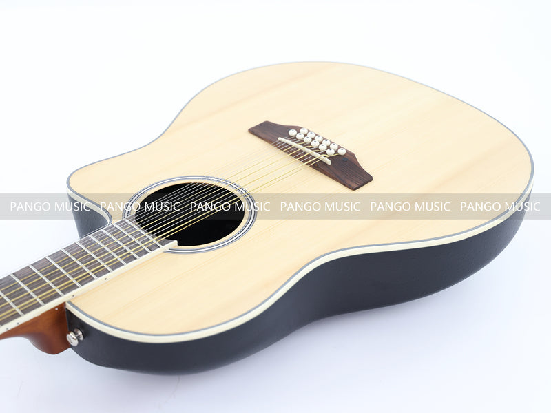 12 Strings Roundback Solid Spruce Top Acoustic Guitar (YMZ-256, Limited Edition)