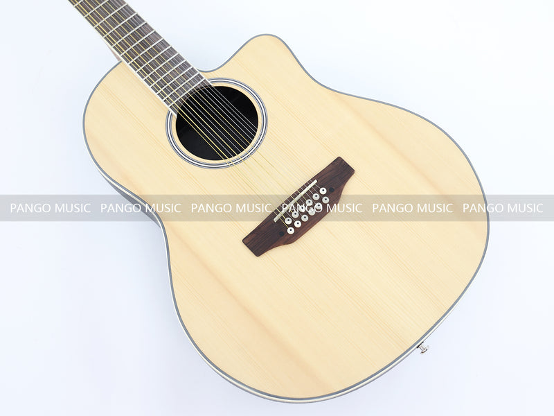 12 Strings Roundback Solid Spruce Top Acoustic Guitar (YMZ-256, Limited Edition)