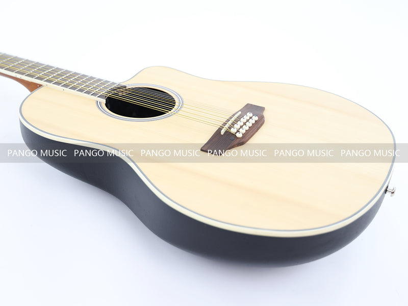 12 Strings Roundback Solid Spruce Top Acoustic Guitar (YMZ-256, Limited Edition)
