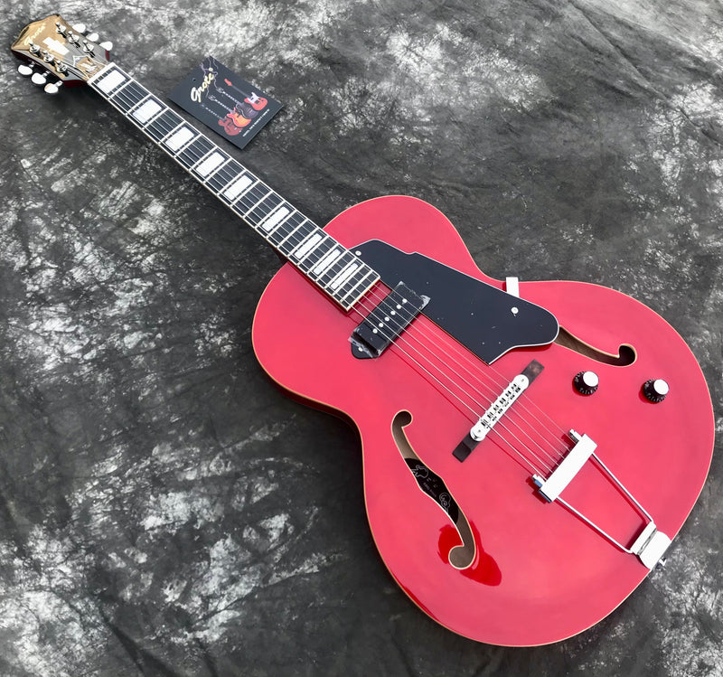 Hollow Body Jazz Electric Guitar with Sapphire Red Gloss Finish (YMZ-079)
