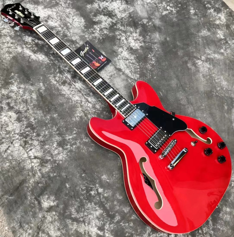ES-335 Inspired Semi-Hollow Electric Guitar with Glossy Finish & Modern Headstock (YMZ-045)