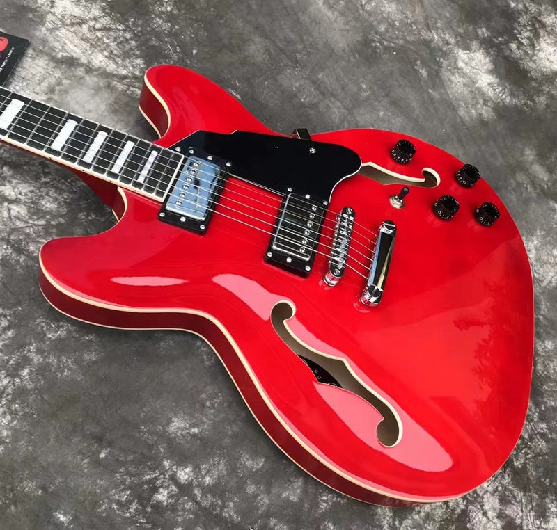 ES-335 Inspired Semi-Hollow Electric Guitar with Glossy Finish & Modern Headstock (YMZ-045)