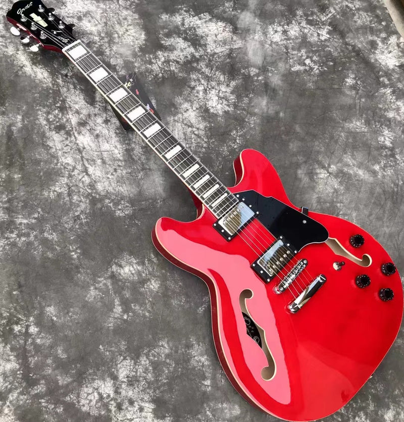 ES-335 Inspired Semi-Hollow Electric Guitar with Glossy Finish & Modern Headstock (YMZ-045)