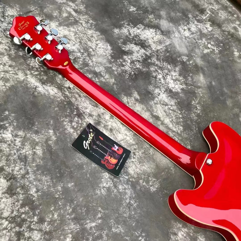 ES-335 Inspired Semi-Hollow Electric Guitar with Glossy Finish & Modern Headstock (YMZ-045)