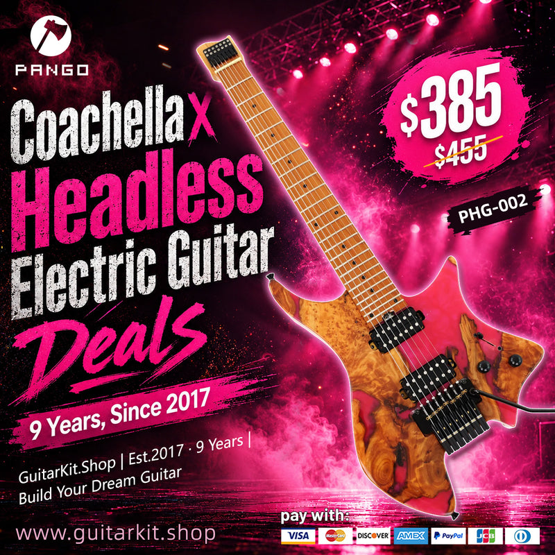 7-String Tapered Neck ResinBurl Body Headless Electric Guitar (PHG-002)
