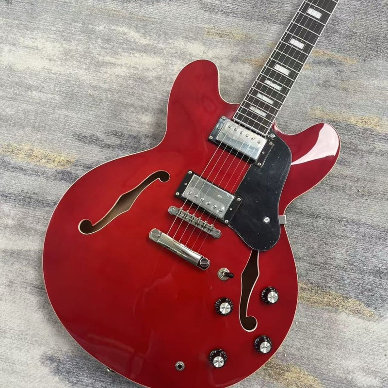 335 Style Semi-Hollow Archtop Electric Guitar with Gloss Cherry Red Finish (LRG-128)