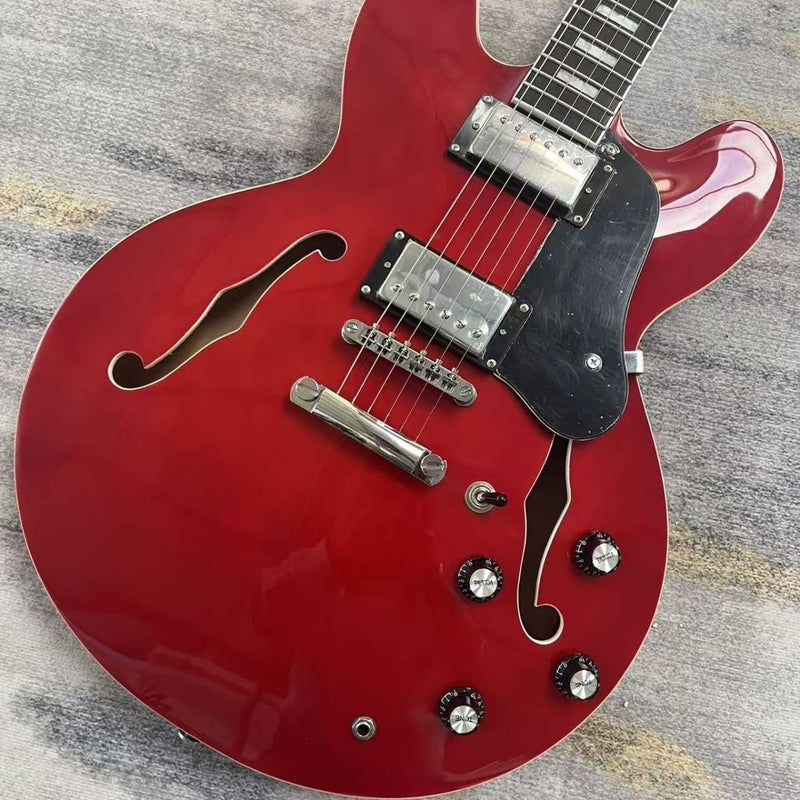 335 Style Semi-Hollow Archtop Electric Guitar with Gloss Cherry Red Finish (LRG-128)