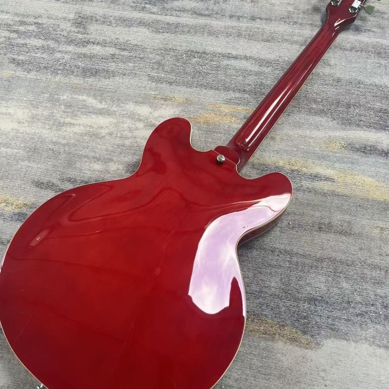 335 Style Semi-Hollow Archtop Electric Guitar with Gloss Cherry Red Finish (LRG-128)