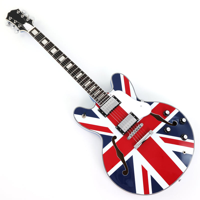 335 Style Semi-Hollow Archtop Union Jack UK Flag Graphic Jazz Electric Guitar (LRG-030)