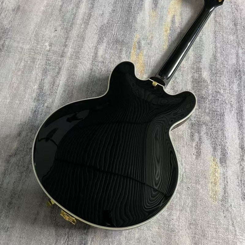335 Style Semi-Hollow Body Gloss Black Electric Guitar (LRG-022)