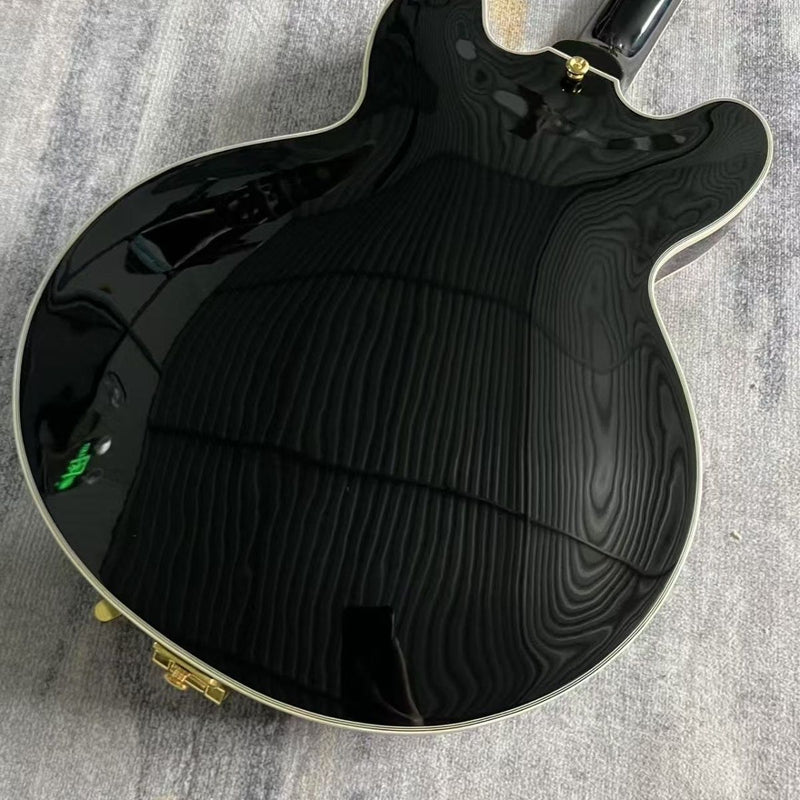 335 Style Semi-Hollow Body Gloss Black Electric Guitar (LRG-022)