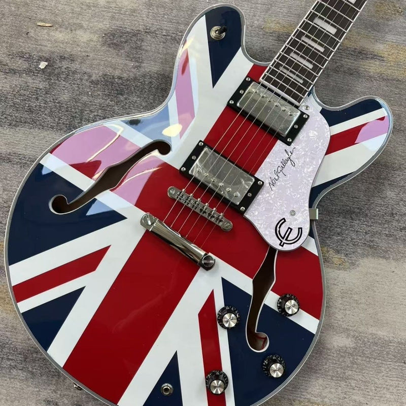 335 Style Semi-Hollow Union Jack UK Flag Graphic Jazz Electric Guitar (LRG-030)