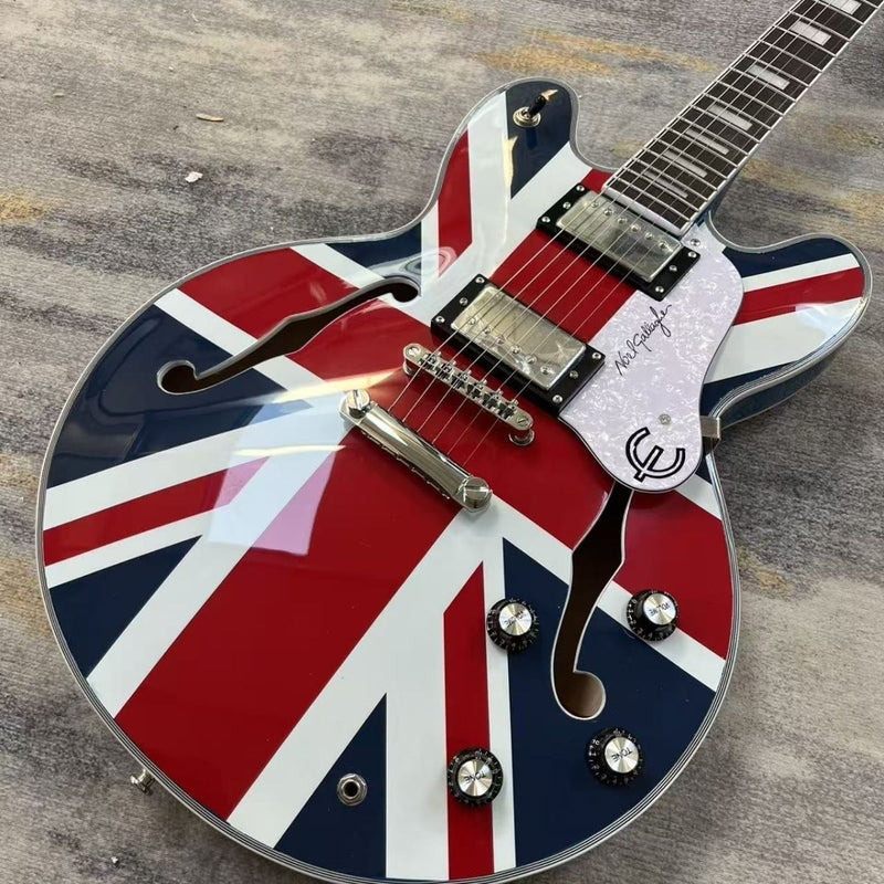 335 Style Semi-Hollow Union Jack UK Flag Graphic Jazz Electric Guitar (LRG-030)