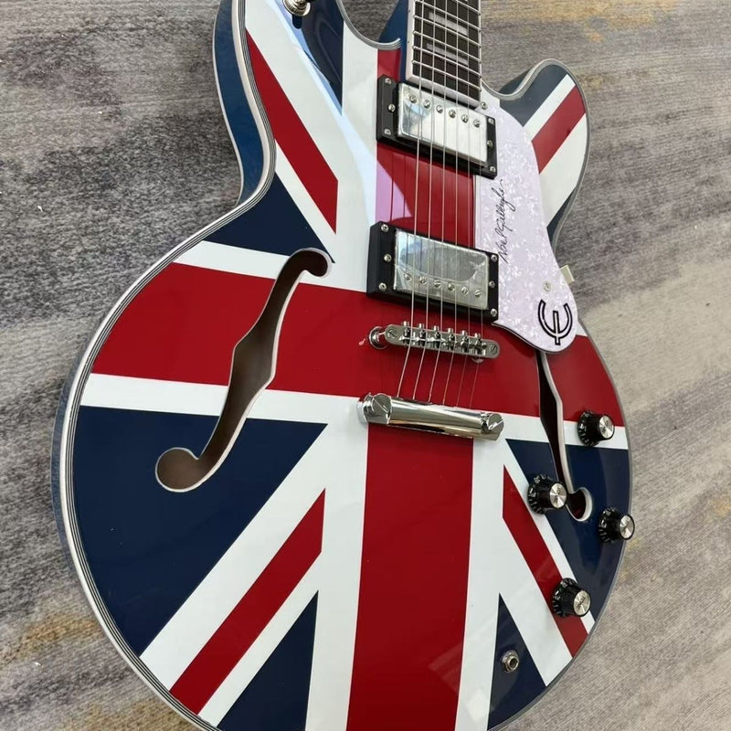 335 Style Semi-Hollow Union Jack UK Flag Graphic Jazz Electric Guitar (LRG-030)