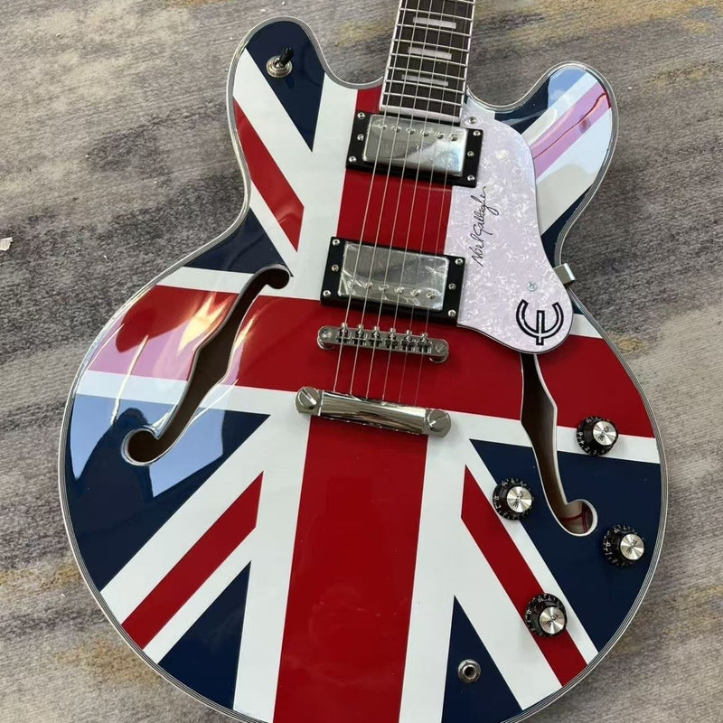 335 Style Semi-Hollow Union Jack UK Flag Graphic Jazz Electric Guitar (LRG-030)