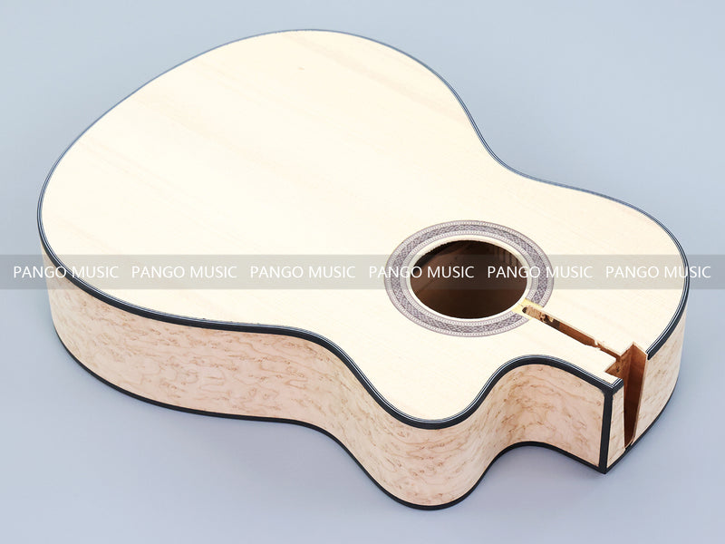 39 Inch Cutaway Solid Spruce Top AA Birdseye Maple Veneer Back & Sides DIY Classical Guitar Kit (11388)