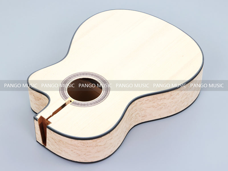 39 Inch Cutaway Solid Spruce Top AA Birdseye Maple Veneer Back & Sides DIY Classical Guitar Kit (11388)