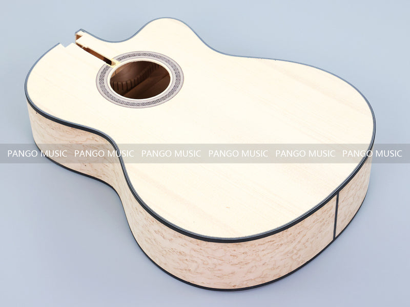 39 Inch Cutaway Solid Spruce Top AA Birdseye Maple Veneer Back & Sides DIY Classical Guitar Kit (11388)