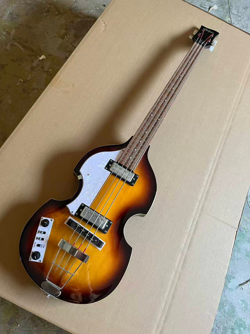 4-String Left-Handed Semi-Hollow Body Electric Bass Guitar (PNY-012)