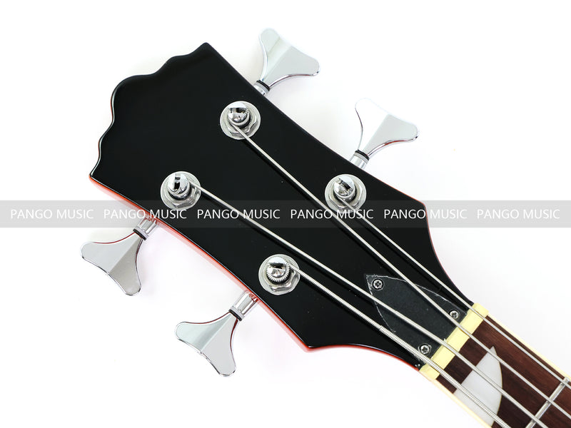 4-String Semi-Hollow Body Electric Bass Guitar with Gloss Orange Finish (HY-2601)