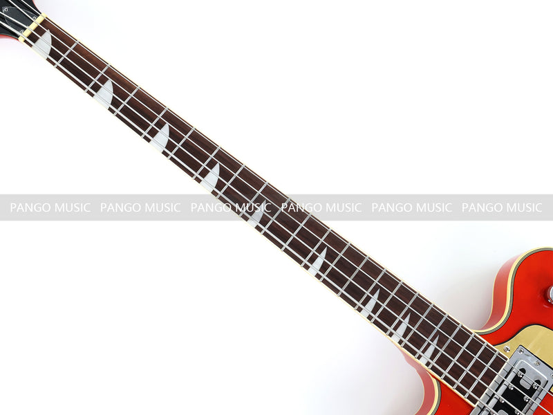 4-String Semi-Hollow Body Electric Bass Guitar with Gloss Orange Finish (HY-2601)