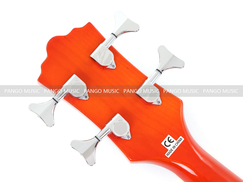 4-String Semi-Hollow Body Electric Bass Guitar with Gloss Orange Finish (HY-2601)