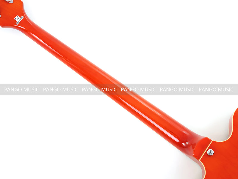4-String Semi-Hollow Body Electric Bass Guitar with Gloss Orange Finish (HY-2601)