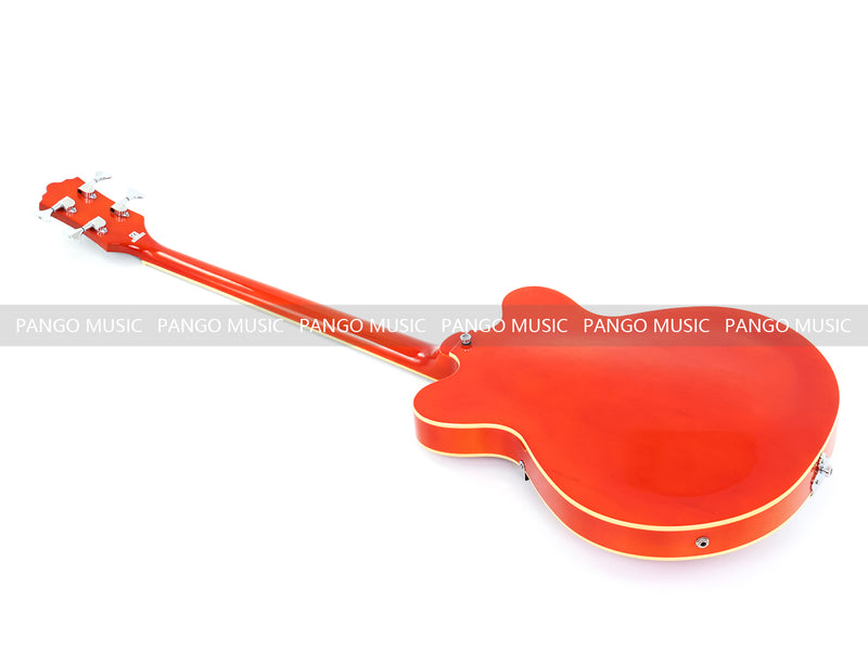 4-String Semi-Hollow Body Electric Bass Guitar with Gloss Orange Finish (HY-2601)