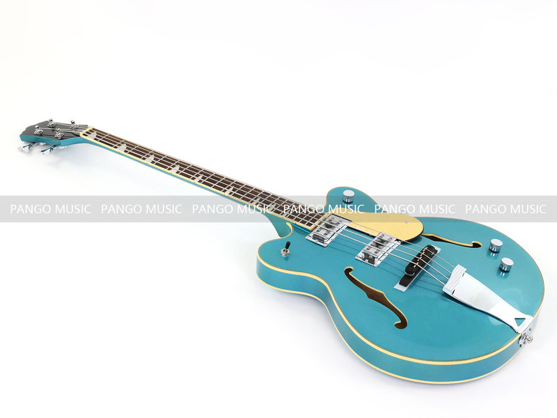 4-String Semi-Hollow Body Electric Bass Guitar with Gloss Turquoise Blue Finish (HY-2602)