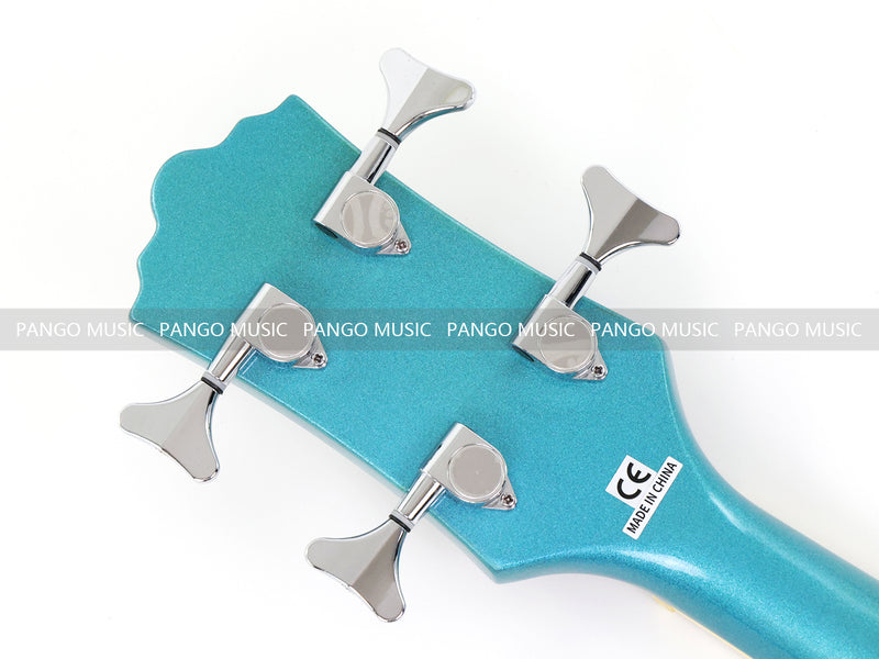 4-String Semi-Hollow Body Electric Bass Guitar with Gloss Turquoise Blue Finish (HY-2602)