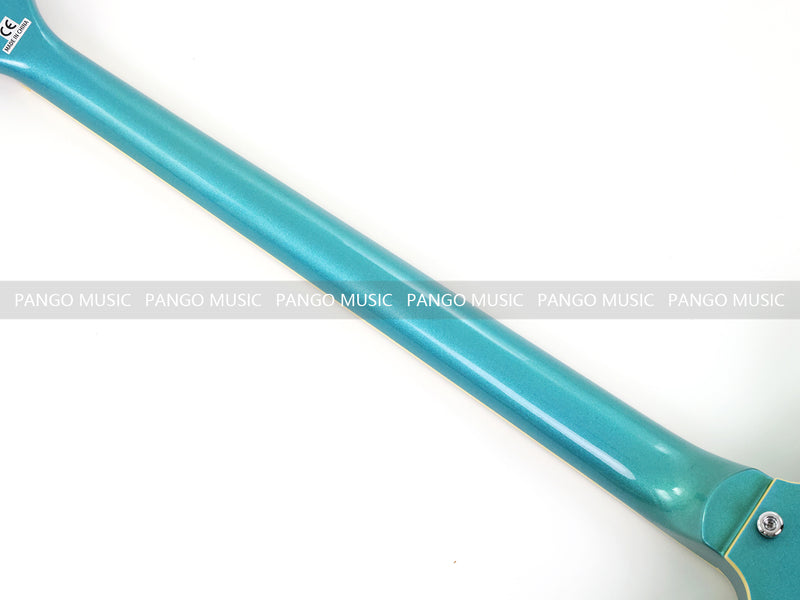 4-String Semi-Hollow Body Electric Bass Guitar with Gloss Turquoise Blue Finish (HY-2602)