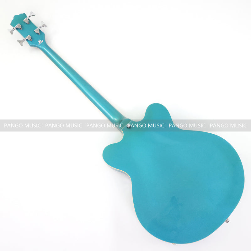 4-String Semi-Hollow Body Electric Bass Guitar with Gloss Turquoise Blue Finish (HY-2602)