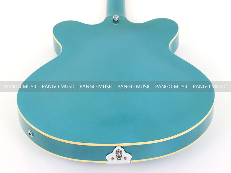 4-String Semi-Hollow Body Electric Bass Guitar with Gloss Turquoise Blue Finish (HY-2602)