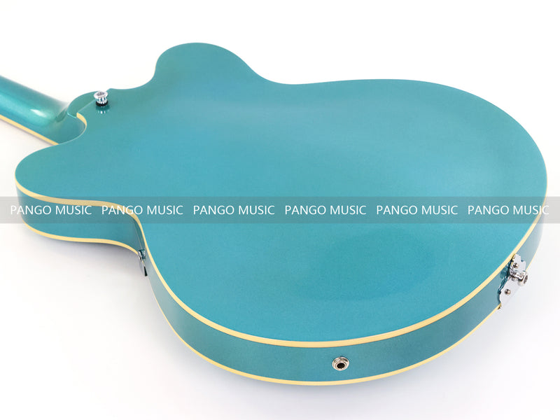 4-String Semi-Hollow Body Electric Bass Guitar with Gloss Turquoise Blue Finish (HY-2602)