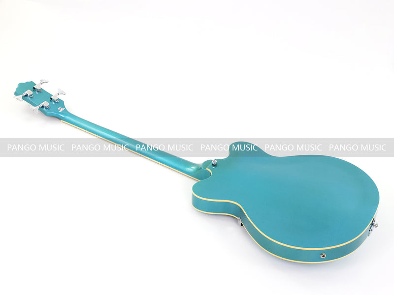4-String Semi-Hollow Body Electric Bass Guitar with Gloss Turquoise Blue Finish (HY-2602)