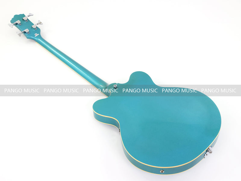 4-String Semi-Hollow Body Electric Bass Guitar with Gloss Turquoise Blue Finish (HY-2602)